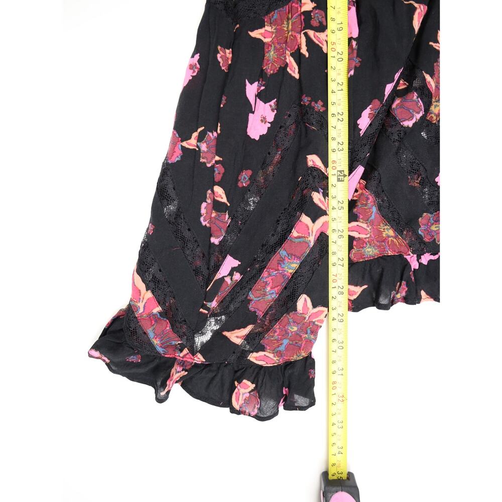Whimsigoth Boho Fairycore Free People Voile Lace Floral Trapeze Mini Dress XS - Picture 12 of 14